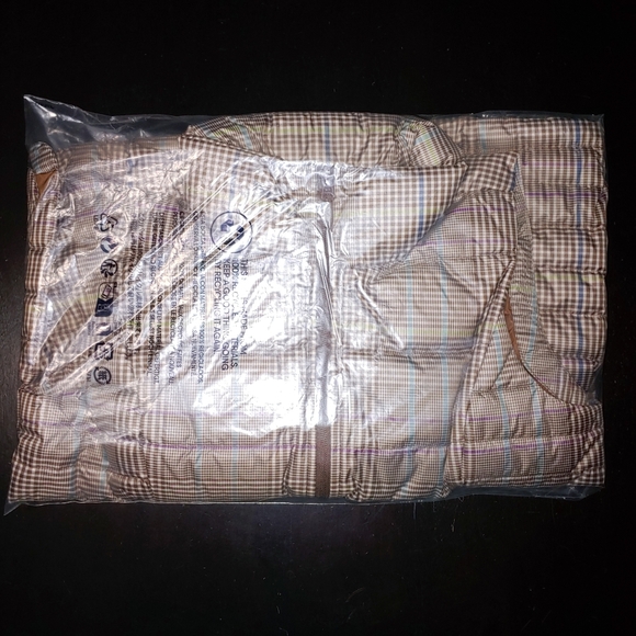 Lands' End Down Vest Light Brown Beige Glen Plaid size PS Petite 8 P6 P8 6P 8P - Picture 6 of 7